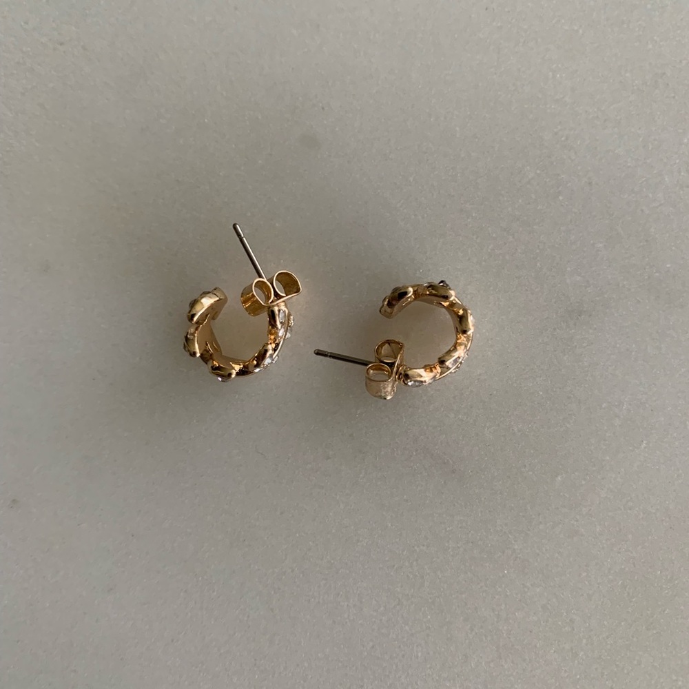 J. Crew Mini Floral Crystal Huggie Earrings